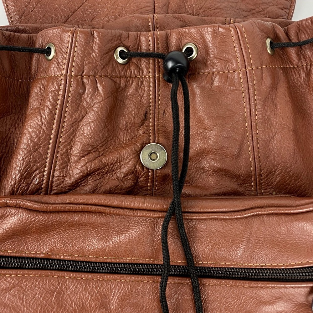 Leather Backpack Large Gold Duck Brown Shoulder Bag Travel Hiking Book Bag, Fine - Picture 9 of 11